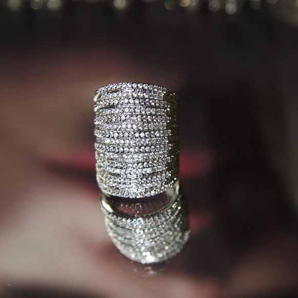 14kt Gold Dipped Pave Swarovski Statement Ring - Picture 2 of 7